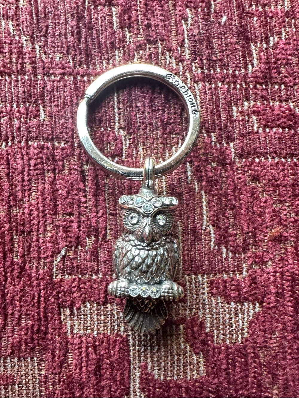 Brighton Silver Owl Keychain with Rhinestone Accents NEW -Retired Item